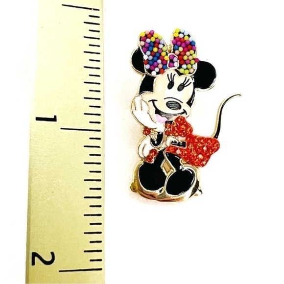 Disney x Baublebar Minnie Mouse Birthday Earrings Enamel Gold Plated New NWT - Picture 5 of 7
